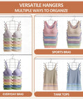 Image showing No Sweat Bra Hanger Rack And Tank Top Storage System Featuring 24 Sturdy Metal Hooks holding bras and tank tops.