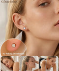 Top Shelf Implant Grade Titanium Opal Stud Earrings Screw Back 5Mm Smooth Gem 20G on model's ear, perfect for everyday wear.