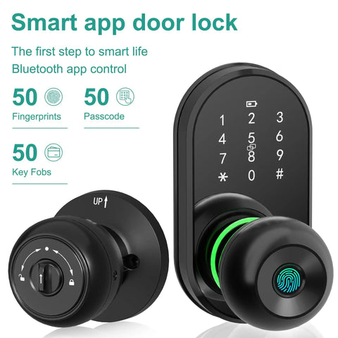 Keyless Entry Smart Door Lock With Fingerprint, Keypad And App Control For Front Door, Easy Installation, Digital Code Access