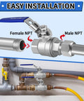 Three Quarter Inch Ball Valve With Locking Handle Full Port 304 Stainless Steel NPT Threaded Female To Male Shut Off Valves Two Pack