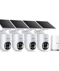 4 Camera Solar Powered Outdoor Wireless Security Kit With No Subscription 5MP Ultra HD 360 Degree Auto Motion Tracking 3K