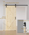 30 By 80 Inches Sliding Barn Door Includes Five Foot Hardware Kit For Easy Install Glides Smooth As Butter On Heavy Duty Track Rails Made Of Solid Spruce Wood The Unfinished Wood Gives You Freedom To Stain Or Paint Your Style Right Away with dimensions and track system.