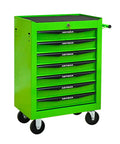 Heavy Duty Rolling Tool Chest With Lockable Parking Brakes And Butter Smooth Ball Bearing Slides 21 Inch Freestanding Storage Cabinet In Bright Green with seven drawers