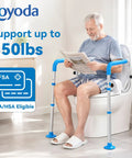 Dead Nuts Solid Heavy Duty Aluminum Toilet Safety Rails With No Shift Grip Pads And Beefy Handle Bars Made Super Tough to support seniors.