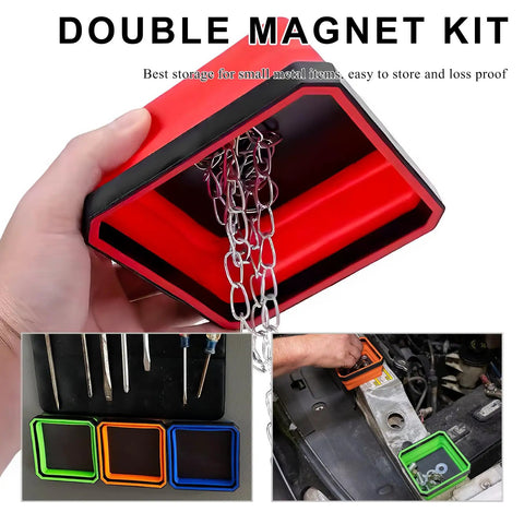 Must Have Collapsible Magnetic Parts Tray With Double Sided Magnetic Base Four Point Five Inch Silicone Bowls Red