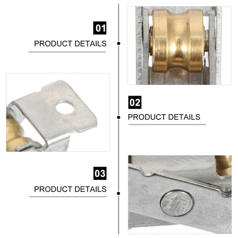 Built Tough Double Wheel Sliding Patio Door Rollers With Stainless Steel Pulley Set close-up showing brass and stainless steel details for smooth sliding.