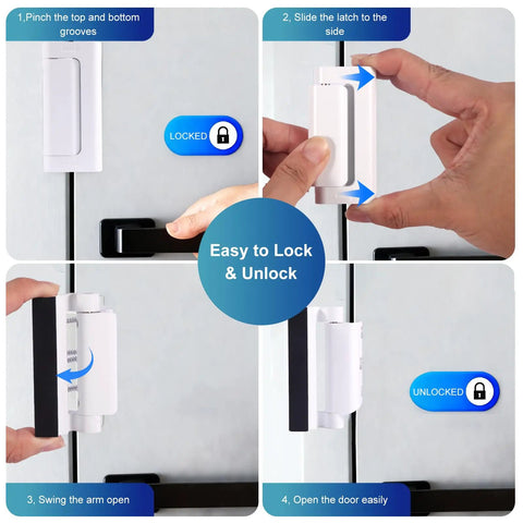 Instructions for 2-Pack Heavy-Duty Door Security Lock and Childproof Reinforcement Latch Hella Tough with 800 Lbs Force Rating for Kick-Proof Entry Protection Includes Hardware for Easy Install in White.