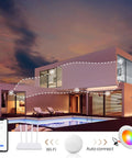 Peteme E26 Retrofit LED Recessed Lighting 4 Inch, IC Rated ETL Certified installed on modern home exterior at dusk.