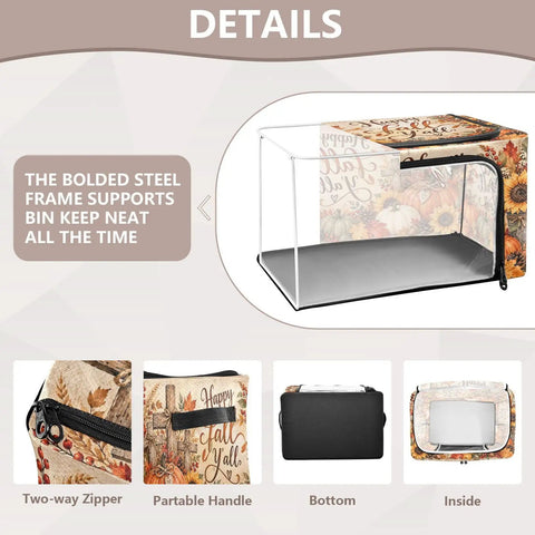 Game Changing Foldable Storage Tote With Clear Front Window And Dual Zipper Access For Quick Grabbing Steel Reinforced Base featuring a see-through design.