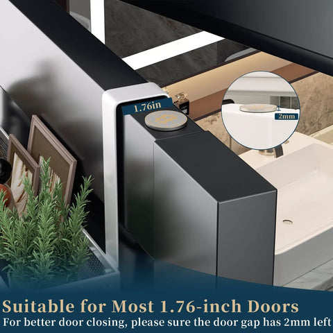 Over The Door Organizer With Mesh Basket And 16 Coat Hooks Space Saver Door Hanger shown on 1.76-inch thick door