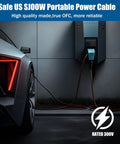 Heavy Duty 50 Foot 16 Awg Triple Lead Portable Power Cable Tinned Copper Conductors 300 Volt Oil And Water Resistant Flex Rubber Extension Cord For Generators Motors And Trade Gear connected to an electric vehicle charging station.