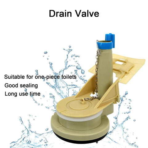 Premium Quality 3 Inch Flush Valve Replacement For One Piece Toilets With Slick Water Pressure Regulation And No Sweat DIY Swap For Toto And Home Plumbing, showing drain valve with flapper and chain, suitable for one-piece toilets.