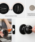8 Pack Matte Black Privacy Door Knobs For Interior Doors, Keyless Privacy Handle With Inside Turn Button And Emergency Pin