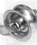 Close-up of Badass 5 Inch Steel Pipe Track Roller gliding smoothly, sturdy galvanized steel design for sliding gates.