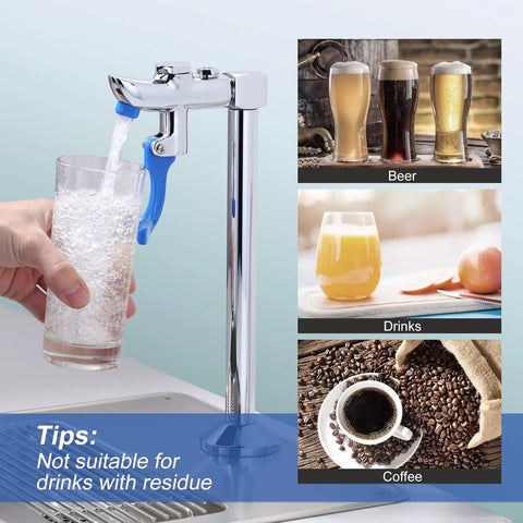 Self Service Glass Filler Faucet For High Traffic Bars Hotels Cafes 9 Inch Deck Mount Water Filler Station Stainless Steel Drinking Faucet For Fast Refills And Clean Water with beverage examples.