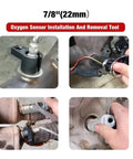 Heavy Duty Oxygen Sensor Wrench Socket Kit With Cutout Design For Effortless O2 Removal And Installation Locking Grip Knocks Out Rusty Bolts Like A Weekend Boss Fix Your Car At Home. 7/8 inch tool engaging O2 sensor.
