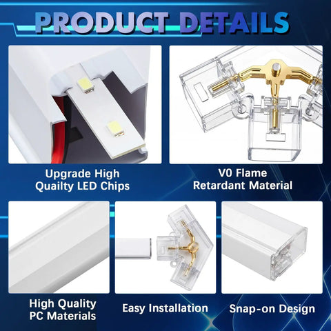 Hexagon Garage Lighting System Bundle For Full Coverage Pro Grade LED Ceiling Lights Great For Car Detailing Workshop And Commercial Use 132 Sq Ft 71 Piece Modular Kit No Shadow No Glare product details with LED chips, flame retardant material, and snap-on design.
