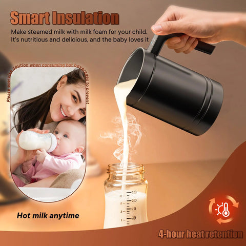 4 In 1 Milk Frother And Steamer For Home Baristas With Hot And Cold Froth Milk Warming And Chocolate Milk Maker pouring milk