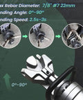 Image showing Heavy Duty Electric Hydraulic Rebar Bender and Cutter Beast Crushes 4 to 22 mm Steel Bars Fast with 1100 Watt Motor bending angle details.