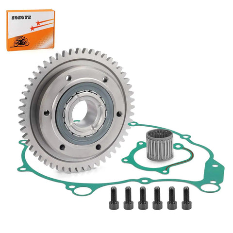 Top Shelf Starter Clutch One Way Bearing And Gear Gasket Kit For 2002 2003 Yamaha Yfm660r Raptor 660r Atv, includes gear, bearing, gasket, and screws.