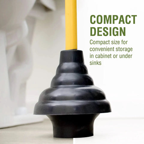 Heavy Duty Drain Plunger With Double Thrust Rubber Cup And Wood Flange For Toilets Sinks Tubs And Showers Long 26 Inch Handle