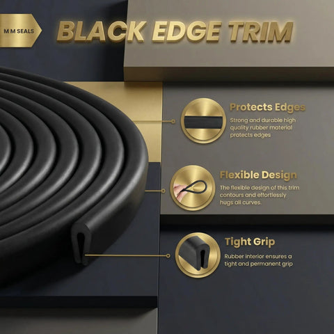 Durable Rubber Edge Trim U Channel Edge Protector For Cars And Home, illustration of protection and flexibility features.
