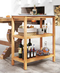 Outdoor Wooden Sideboard With Marble Look Countertop And Three Tier Acacia Buffet Organizer For Patio Yard Ready Potting Bench And Plant Stand For Backyard Garden And Deck Entertaining And Storage, displaying liquor bottles and decor.