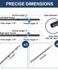 Precise dimensions for Tough As Nails 60 Pack Black Swage Lag Screws For Cable Railing Systems, including left and right hand thread sizes.