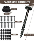 Heavy Duty Outdoor Structural Wood Screws Kit 0.220 Inch By Three And A Half Inch With Hex Head Washers packaging contents