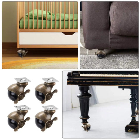 Smooth Rolling Vintage Brass Plate Casters With Reliable Locking Brakes For Heavy Duty Furniture Chairs under various furniture
