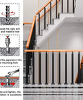 Installation steps for Rock Solid Wooden Stair Railing Heavy Duty Floor Mounted Handrail for Three To Four Steps.