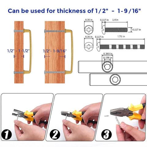 A Must Have Hella Sturdy Brushed Brass Cabinet Handles And Pulls With 5 Inch Center To Center Spacing for installations on 1/2" - 1-9/16" thick wood.