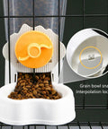 No Sweat Automatic Pet Water Dispenser And Food Feeder With Leakproof Bowl showing grain bowl and snap lock feature.