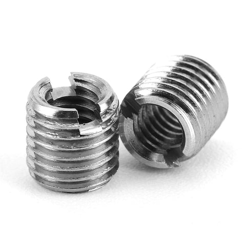 Two metal slotted self-tapping threaded inserts; steel, for automotive and rail vehicle applications