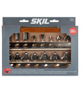 15 Piece Router Bit Set For Woodworking With Kickback Control And Carbide Tips Includes Straight Bits V Groove Core Box And Dovetail Bits in box