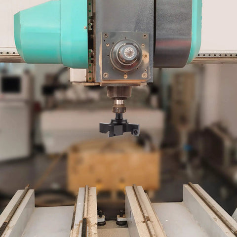 Heavy Duty CNC Spoilboard Surfacing Router Bit Workhorse With 3 Inch Cutting Diameter And One Half Inch Shank attached to machine