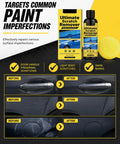 Slick Scratch Eraser Paste And Smooth Operator Polishing Kit For Fast Deep Scratch Repair And Showroom Ready Shine On Every Auto Paint and Road Rash Scuffs; before and after images showing scratch removal on door handle, body, and fuel cap.