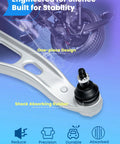 Direct Fit Front Lower Control Arm Suspension Kit With Heavy Duty Ball Joints For Acura Mdx And Honda Pilot Passport Ridgeline, showing one-piece design.