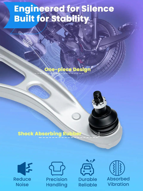 Direct Fit Front Lower Control Arm Suspension Kit With Heavy Duty Ball Joints For Acura Mdx And Honda Pilot Passport Ridgeline, showing one-piece design.