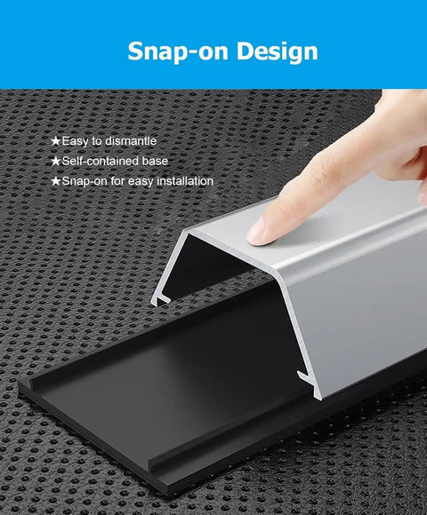 Snap-on design of Aluminum Cable Raceway Self Adhesive Floor Wire Covers Cord Management Kit For Home Office And Living Room Gray 15mm.