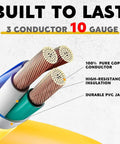 Heavy Duty 6 6Ft Nema L6 30P To 14 50R Ev Charging Adapter Cord 30 Amp To 50 Amp showing 10 gauge copper conductors with insulation.