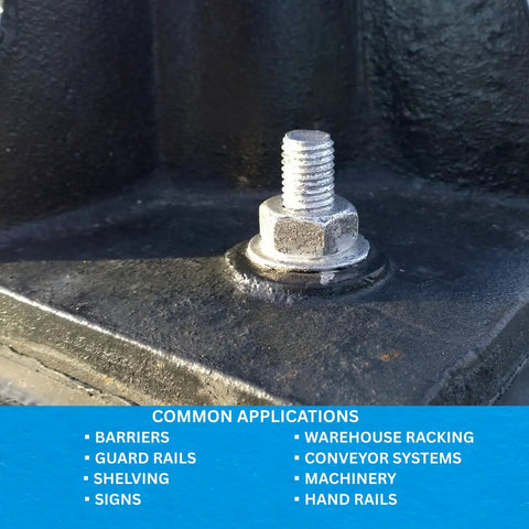 Heavy Duty Zinc Plated 1 Inch By 12 Inch Wedge Anchor For Concrete Dry Environments secure to fixture