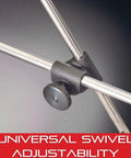 Starrett indicator holder with universal swivel clamp, silver metal rods and knurled adjustment knob
