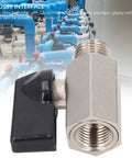 Close-up of Rock Solid Mini Brass Ball Valve Featuring Dn8 G One Quarter Male And Female Threaded Pipe Connections.