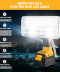 40W LED Work Light With 4200LM Output For Dewalt 20V Battery, features and specifications displayed, battery not included