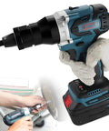 No Strings Attached Slick Cordless Rivet Nut Gun With 26V Automatic Force and rechargeable battery for quick fastening tasks.