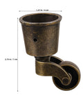 Four Piece Set Of Bronze Finish 32Mm Swivel Casters with silent rubber tires, measuring 1.57 in / 2.75 in for smooth rolling action.