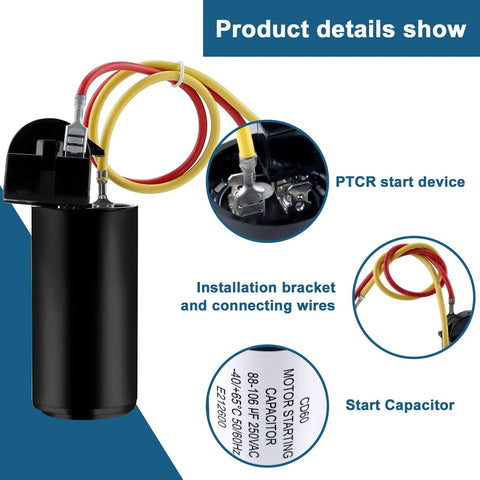 8333A9021 Hard Start Capacitor Kit for Coleman AC 13500 and 11000 Btu Models 8000 Series with PTCR start device and wiring.