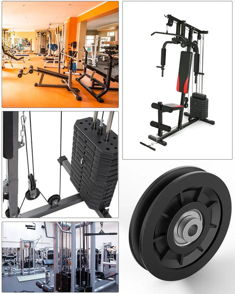 Premium Universal Nylon Bearing Pulley Wheel 90Mm Replacement For Home Gym Cable Rigs And Garage Doors in gym setup
