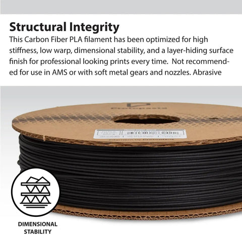 Premium 1.75 Mm Pla Filament Blended With Real Carbon Fiber Composite on a spool showcasing dimensional stability.